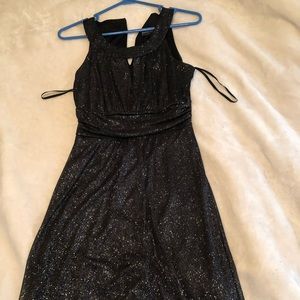 Long, black sparkly formal dress.